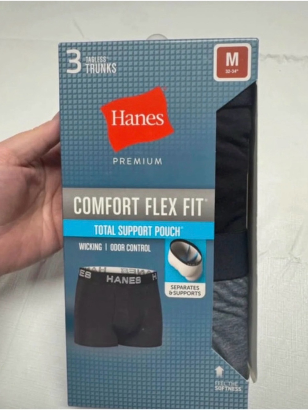 Hanes 3-Pack Men’s Comfort Flex Fit Tagless Trunks - Black & Gray